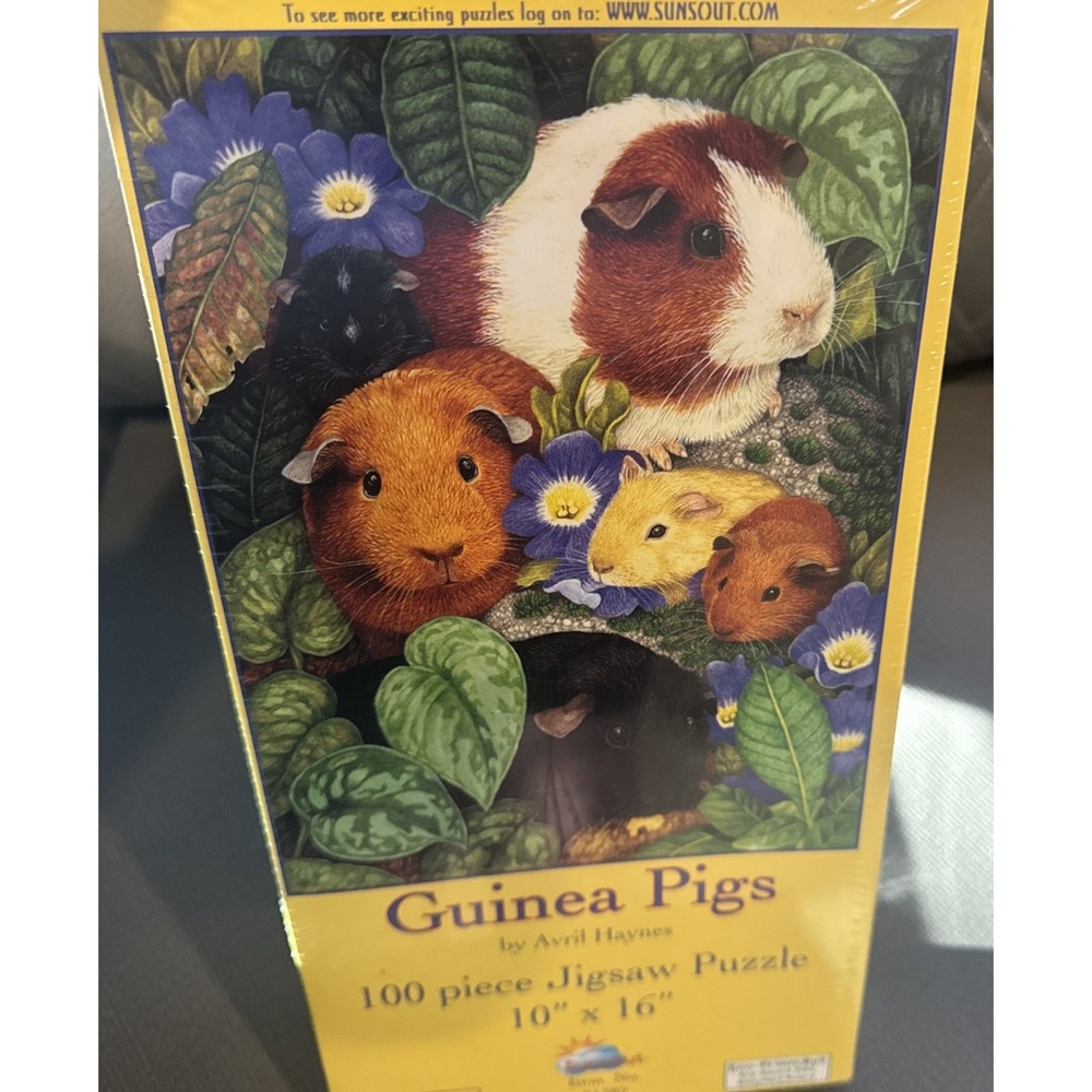 NEW SunsOut 100 Piece Puzzle Guinea Pigs 10" x 16" Sealed Avril Haynes 81382